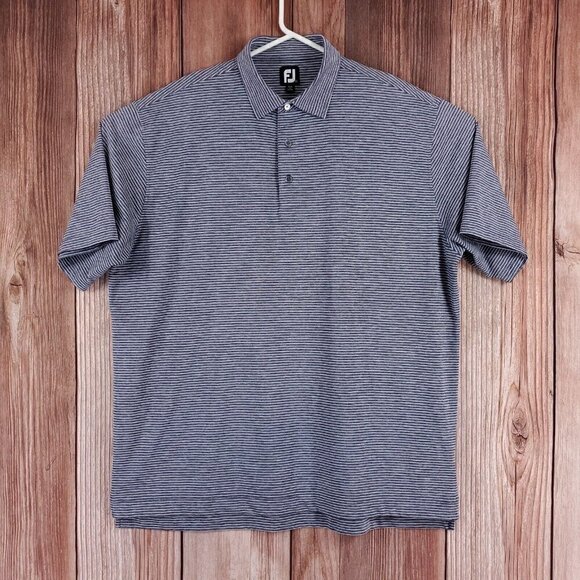 Footjoy FJ Mens Sz XXL Heather Gray White Striped Short Sleeve Golf Polo Shirt - Picture 1 of 12